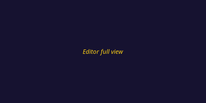 Editor overview — full interface with toolbar, canvas, and panels
