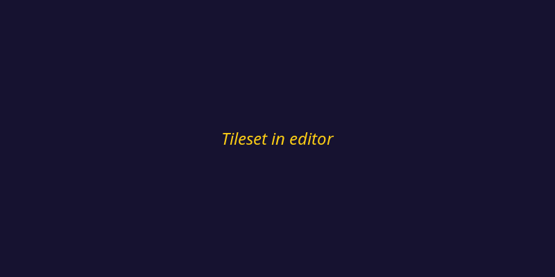 Tileset in the editor — individual tiles visible in the layer panel